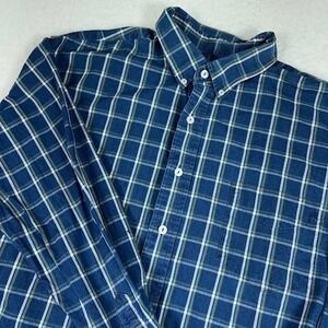 Duck Head Button Up Shirt Mens XL Plaid Blue Green Long Sleeve White Casual